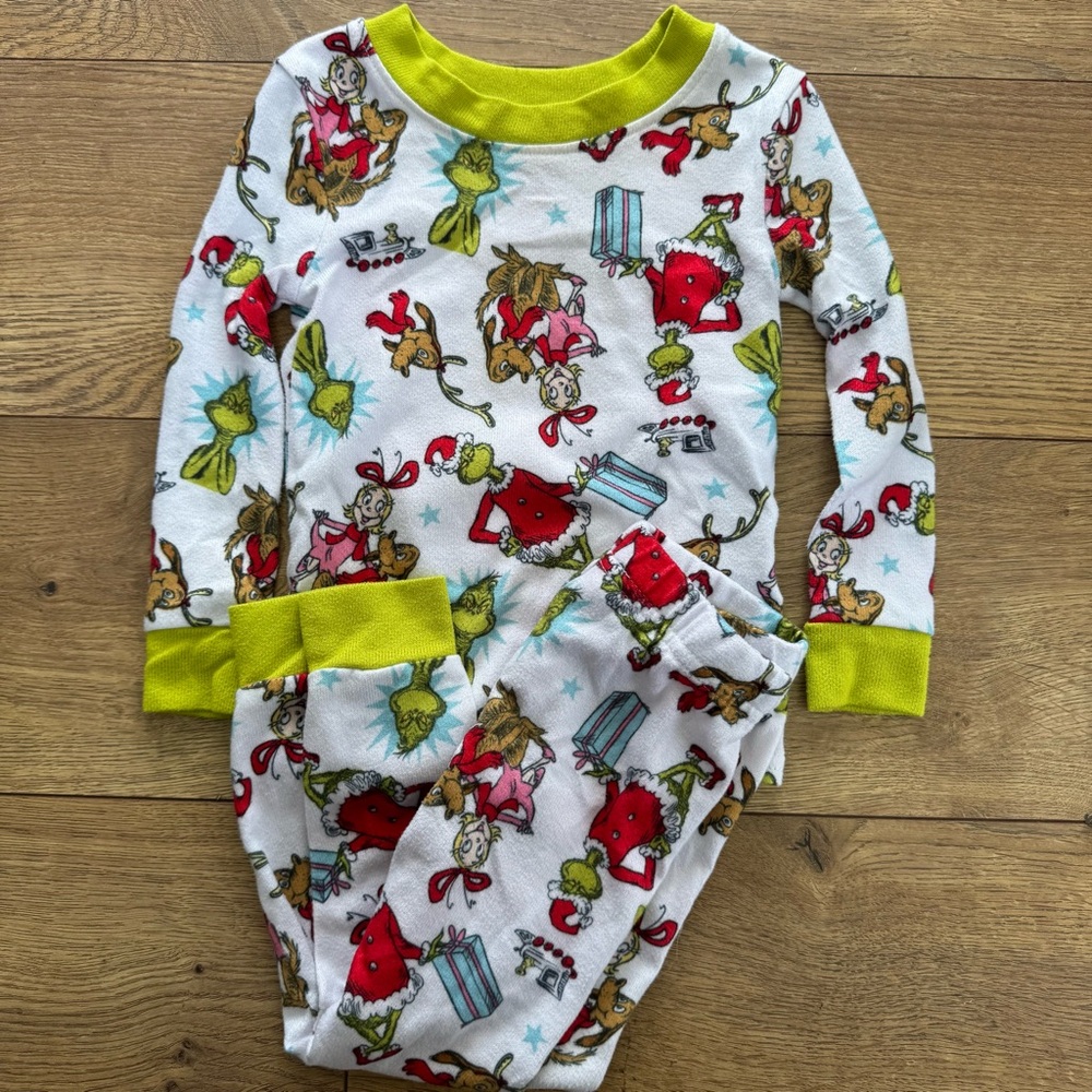 The Grinch Dr. Seuss Kids Christmas Pajamas Sleep Set - White Red Green